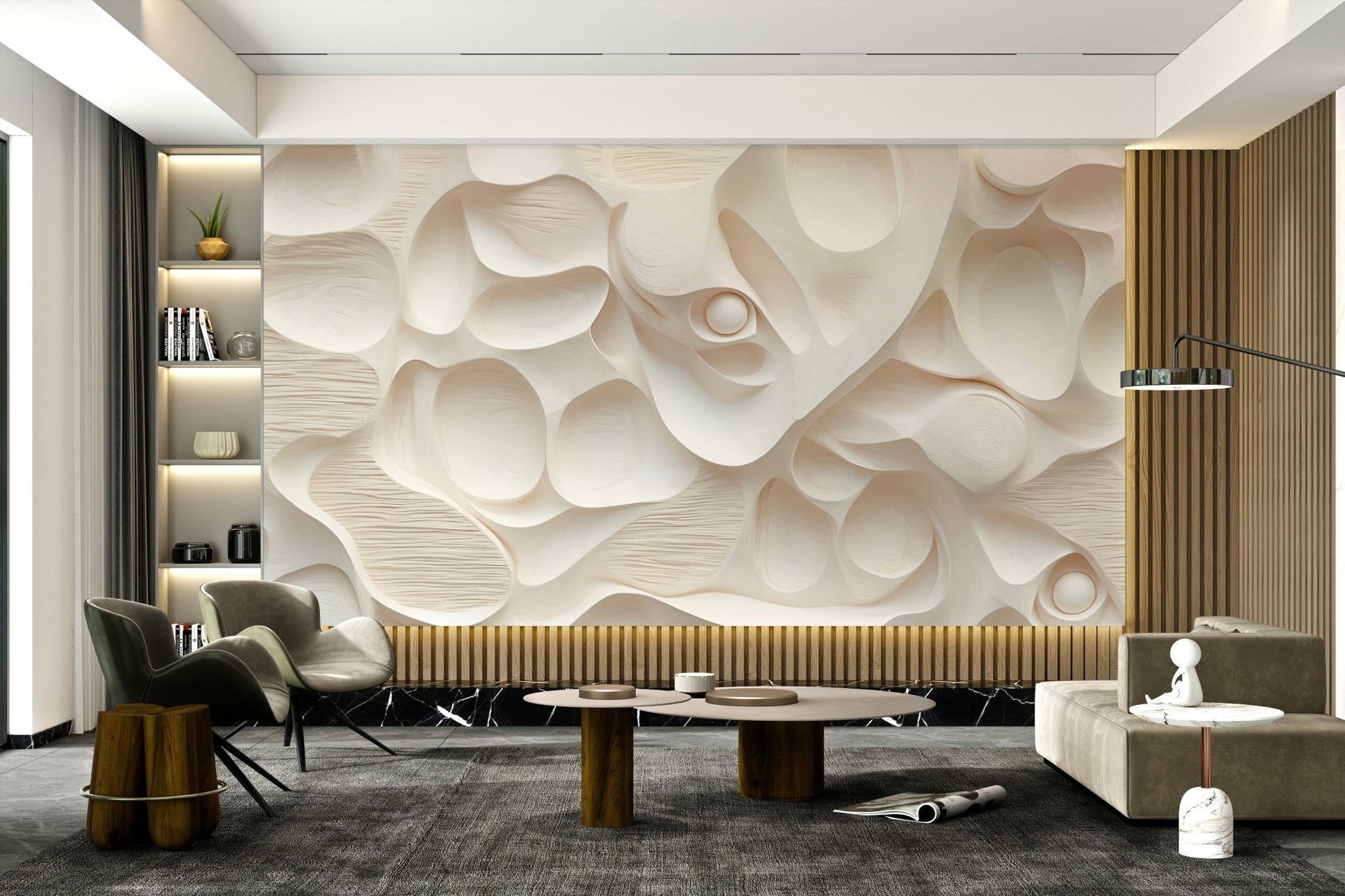 Sculpted textured wallcovering surface